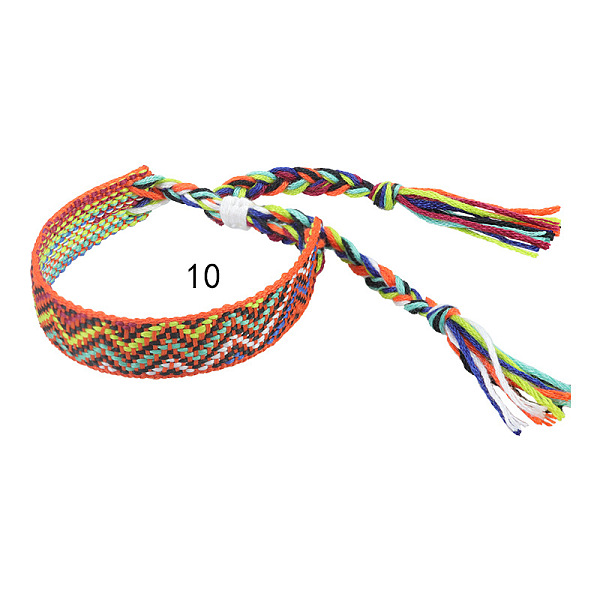 

PandaHall Cotton Braided Wave Pattern Cord Bracelet, Ethnic Tribal Adjustable Brazilian Bracelet for Women, Orange, 5-1/2~10-5/8 inch...