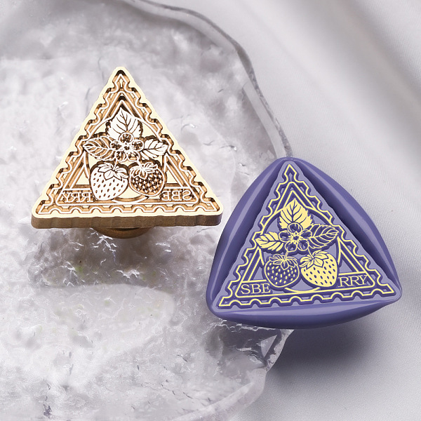 

PandaHall Golden Plated Triangle Shaped Wax Seal Brass Stamp Head, for Wax Seal Stamp, Strawberry, 26x30x14mm, Hole: 7mm Brass Strawberry