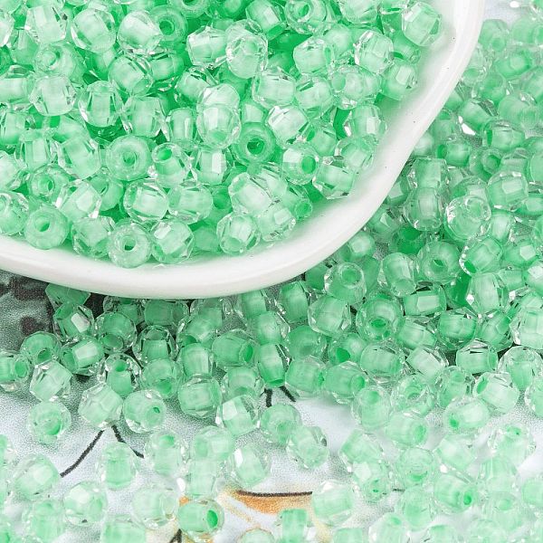 

PandaHall Glass Seed Beads, Inside Colours, Bicone, Medium Spring Green, 4.5x3.5mm, Hole: 1.5mm, 5625pcs/pound Glass Bicone