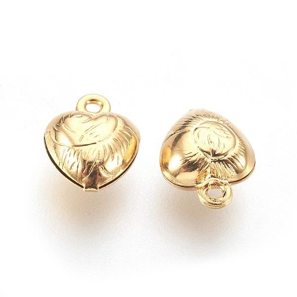 

PandaHall 304 Stainless Steel Charms, Puffed Heart, Real 18K Gold Plated, 9x7x4mm, Hole: 1mm 304 Stainless Steel Heart