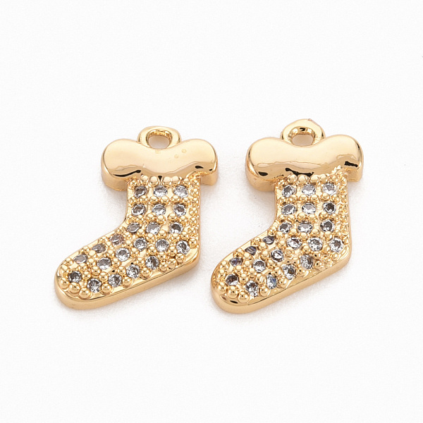 Brass Micro Pave Clear Cubic Zirconia Charms