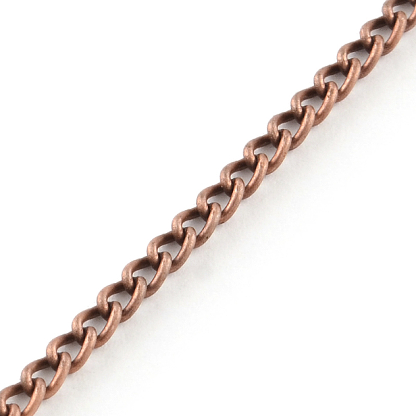 

PandaHall Unwelded Iron Twisted Chains, Curb Chains, with Spool, Red Copper, 3.3x2.1x0.6mm, about 328.08 Feet(100m)/roll Iron