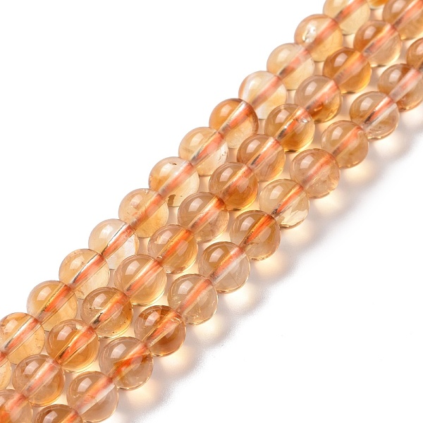 

PandaHall Natural Citrine Beads Strands, Grade A, Round, 6mm, Hole: 0.8mm, about 66pcs/strand, 15.35''(39cm) Citrine Round
