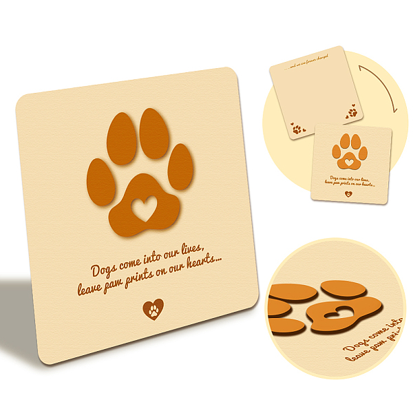

PandaHall Wooden Commemorative Cards, Square, Paw Print, 130x130x4mm Wood Paw Print