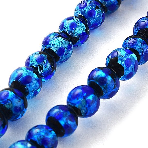 

PandaHall Glow in the Dark Luminous Style Handmade Silver Foil Glass Round Beads, Blue, 8mm, Hole: 1mm Silver Foil Round Blue