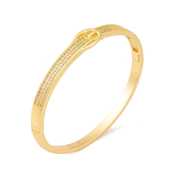 

PandaHall Brass Micro Pave Clear Cubic Zirconia Belt Hinged Bangles for Women, Real 18K Gold Plated, Inner Diameter: 2-3/8 inch(6cm), 10mm...