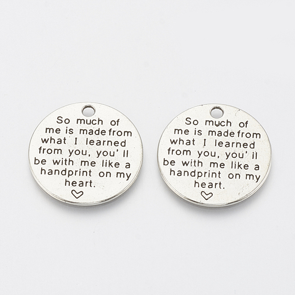 

PandaHall Tibetan Style Alloy Quote Pendants for Teachers' Day, Flat Round with Word, Cadmium Free & Lead Free,, Antique Silver, 24.5x1.5mm...