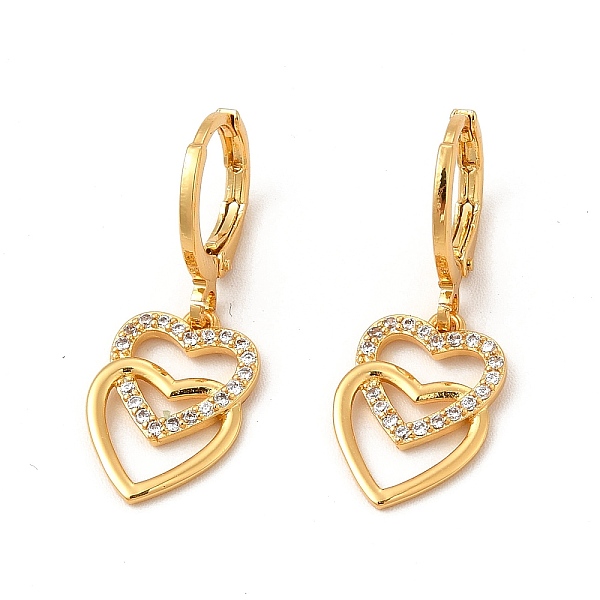 

PandaHall Rack Plating Brass Micro Pave Cubic Zirconia Leverback Earrings, Long-Lasting Plated Heart Dangle Earring for Women, Cadmium Free...