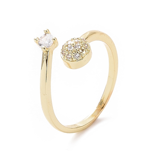 

PandaHall Clear Cubic Zirconia Flat Round Open Cuff Ring, Brass Jewelry for Women, Golden, US Size 6 3/4(17.1mm) Brass+Cubic Zirconia Clear