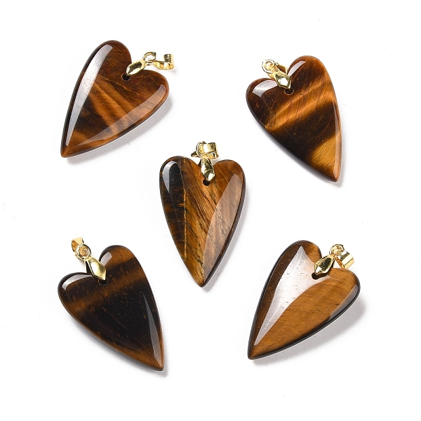 

PandaHall Natural Tiger Eye Pendants, with Rack Plating Golden Plated Brass Findings, Long-Lasting Plated, Heart, 32~34x20x8mm, Hole: 4x4mm...
