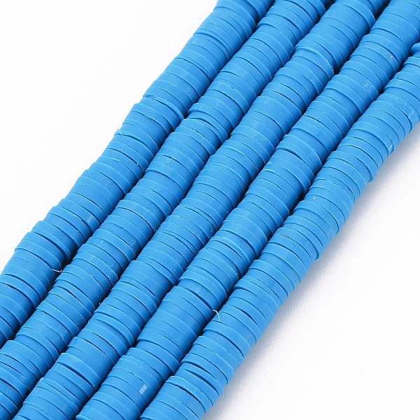 

PandaHall Handmade Polymer Clay Bead Strands, Heishi Beads, Disc/Flat Round, Deep Sky Blue, 6x0.5~1mm, Hole: 2mm, about 320~447pcs/strand...