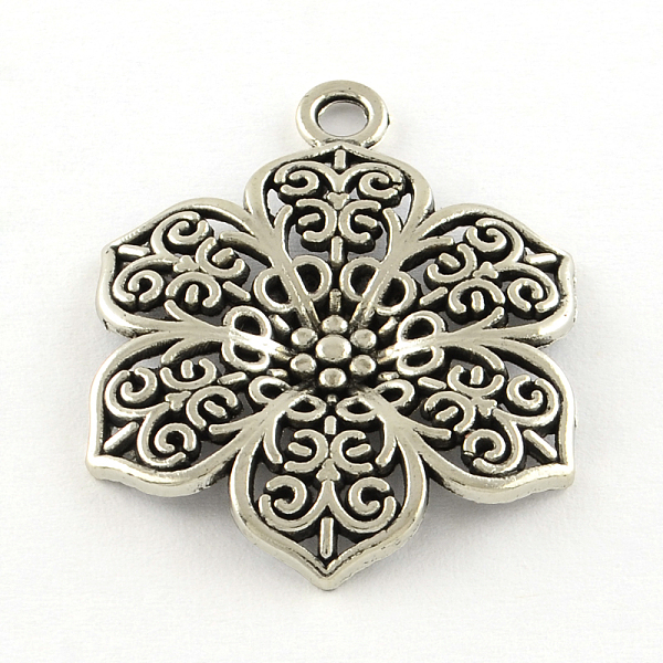 

PandaHall Tibetan Style Alloy Pendants, Flower, Cadmium Free & Lead Free, Antique Silver, 31x23.5x3mm, Hole: 2mm Alloy Flower