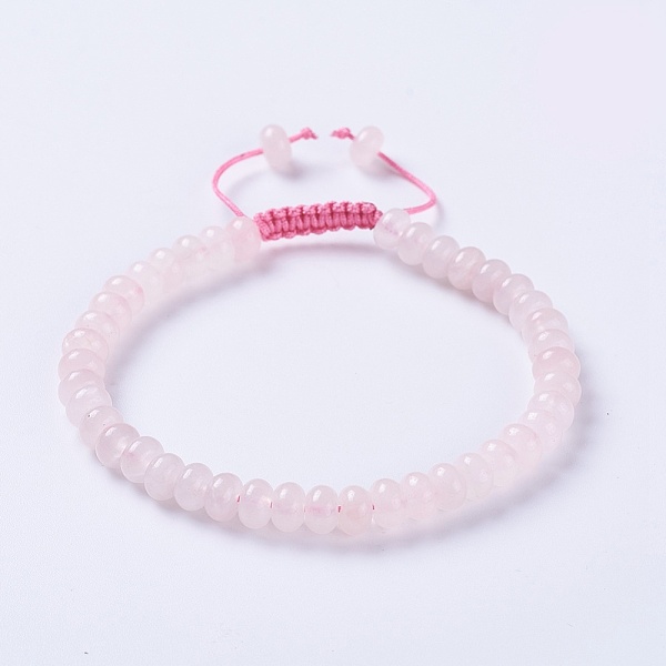 

PandaHall Adjustable Nylon Cord Braided Bead Bracelets, with Natural Rose Quartz Beads, 2-1/4 inch~2-7/8 inch(5.8~7.2cm) Rose Quartz