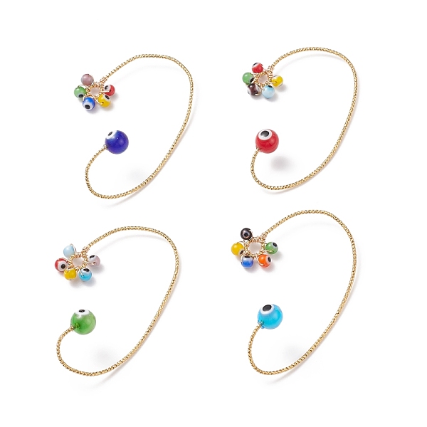 

PandaHall Lampwork Evil Eye Braided Cuff Earrings, Gold Platd Brass Wire Wrap Climber Wrap Around Earrings for Non Piercing, Mixed Color..., Multicolor