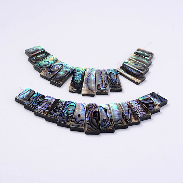 

PandaHall Rectangle Natural Abalone Shell/Paua ShellGraduated Beads Strands, 14.5~31x5~10x3~4mm, Hole: 1mm, about 13pcs/strand, 4.5 inch...