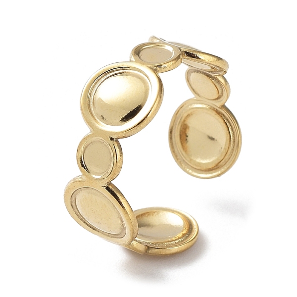 

PandaHall 304 Stainless Steel Open Cuff Ring Components, Bezel Cup Ring Settings, Flat Round, Real 14K Gold Plated, US Size 7 1/4(17.5mm)...
