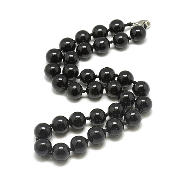 

PandaHall Natural Black Agate Beaded Necklaces, with Alloy Lobster Clasps, Round, Dyed, 18.1 inch~18.5 inch(46~47cm), round: 11.5~12mm...