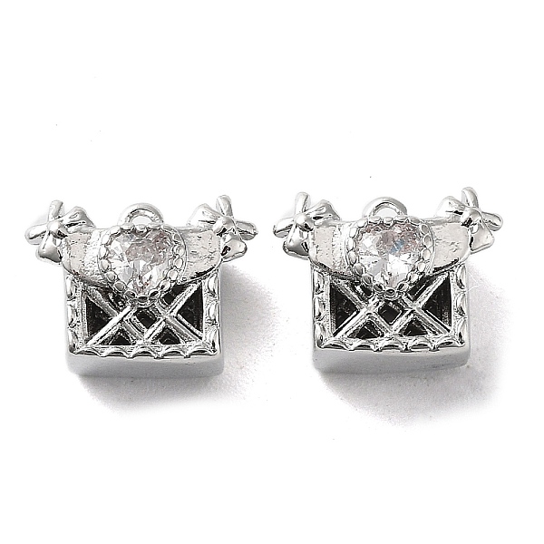 

PandaHall Rack Plating Brass Micro Pave Cubic Zirconia Pendants, Cube Charm, Real Platinum Plated, 8x10.5x6.5mm, Hole: 0.9mm Brass+Cubic..., Clear