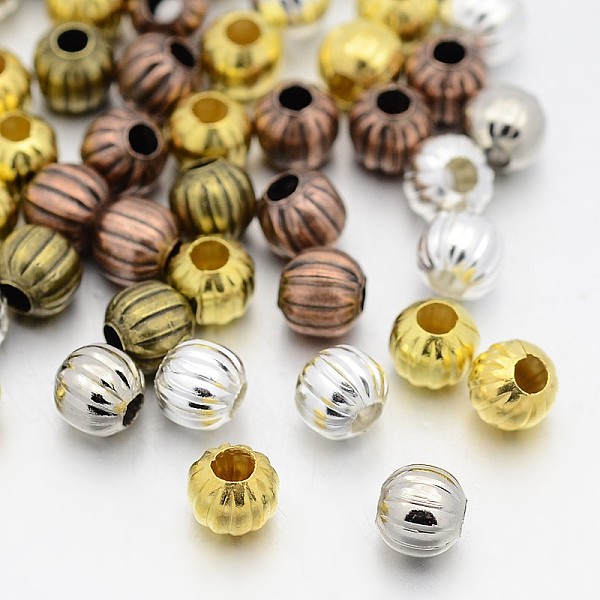 

PandaHall Iron Corrugated Beads, Round, Mixed Color, 6mm, Hole: 2mm, about 650pcs/200g Iron Round
