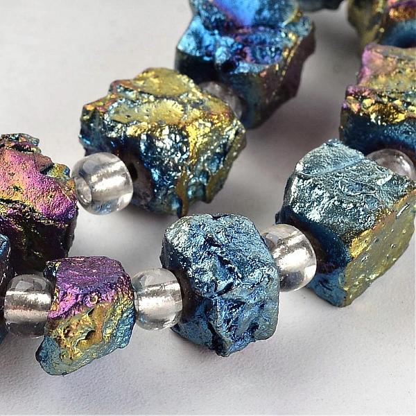 

PandaHall Electroplated Natural Dragon Bone Stone Beads Strands, Nuggets, Multi-color Plated, 5~8x7~9x5~8mm, Hole: 1mm, about 20pcs/strand...