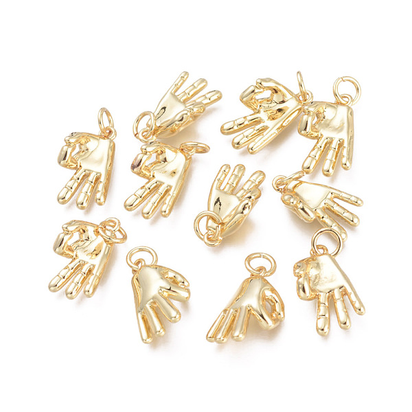 

PandaHall Brass ASL Pendants, with Jump Rings, Cadmium Free & Lead Free & Nickel Free, Long-Lasting Plated, Gesture for OK, Real 18K Gold...