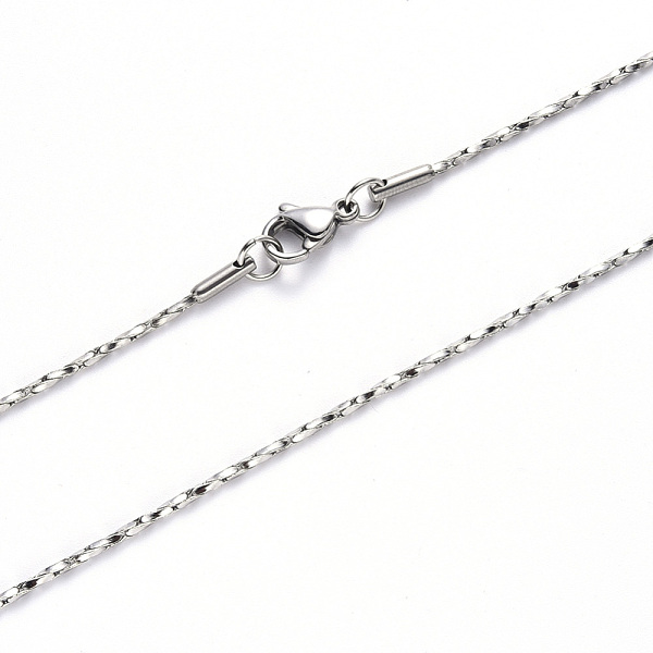 PandaHall 304 Stainless Steel Coreana Chain Necklace, with Lobster Claw Clasp, Stainless Steel Color, 19.68 inch(50cm)x1.2mm Stainless Steel