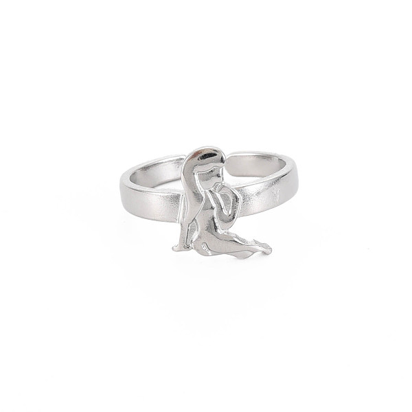 

PandaHall 304 Stainless Steel 12 Constellations/Zodiac Signs Open Cuff Ring for Women, Stainless Steel Color, Virgo, US Size 7(17.3mm) 304...
