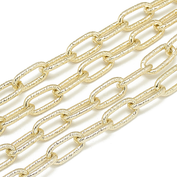 

PandaHall Aluminum Cable Chains, Textured, Unwelded, Oval, Light Gold, 16x8x2mm Aluminum