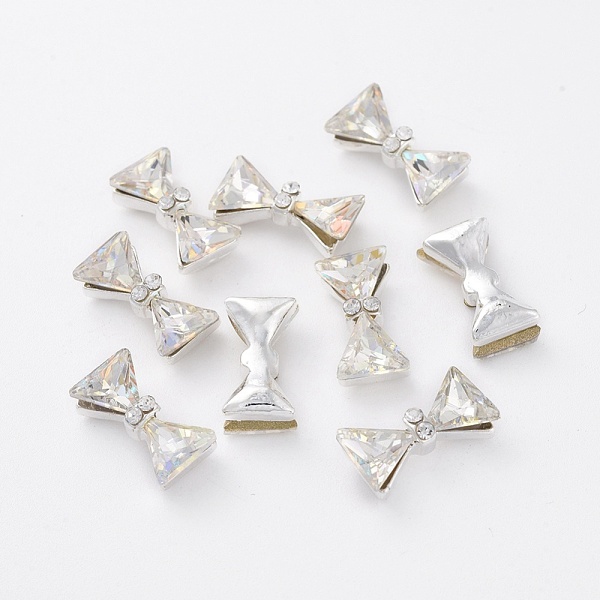

PandaHall Alloy Cabochons, Nail Art Decoration Accessories, with Glass Rhinestones, Platinum, Bowknot, Crystal AB, 13x7mm Alloy+Rhinestone..., Clear