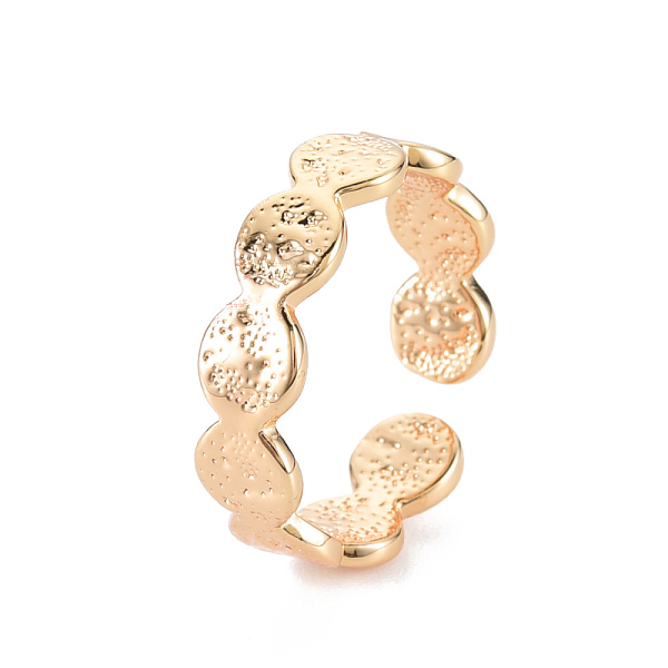 

PandaHall Textured Flat Round Brass Cuff Rings for Women, Open Rings, Nickel Free, Real 18K Gold Plated, US Size 6 3/4(17mm) Brass
