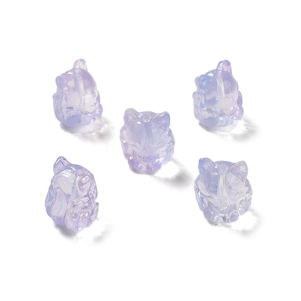 

PandaHall Transparent Glass Beads, Gradient Color, Fox, Lilac, 16x14x12.5mm, Hole: 1.5mm Glass Fox Purple