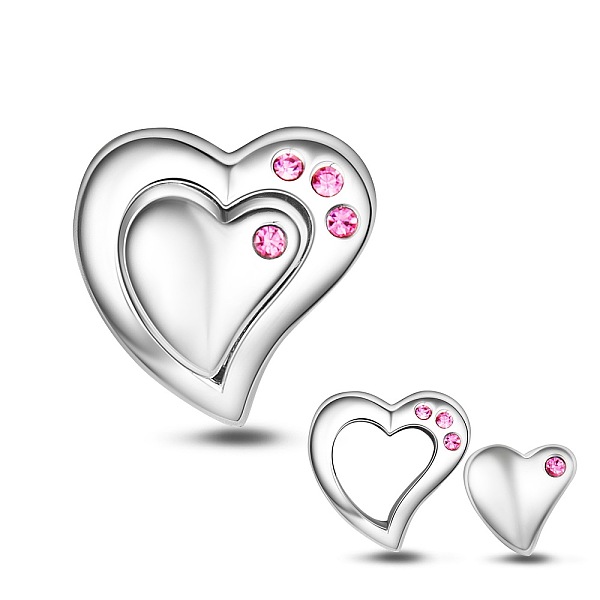 

PandaHall TINYSAND Heart 925 Sterling Silver European Beads, Large Hole Beads, with Cubic Zirconia, Platinum, 10.72x11.08x8.71mm, Hole...