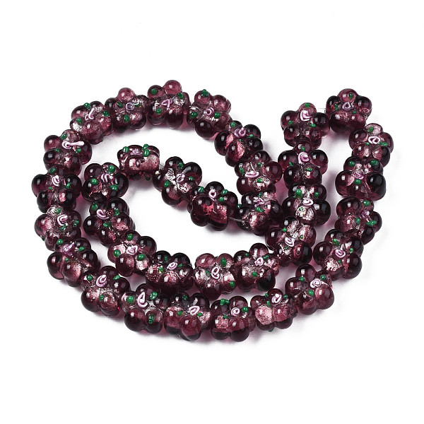 

PandaHall Handmade Silver Foil Lampwork Beads Strands, Flower, Purple, 13.5~14.5x14~15x9~10mm, Hole: 1.2mm, about 35pcs/strand, 17.32...