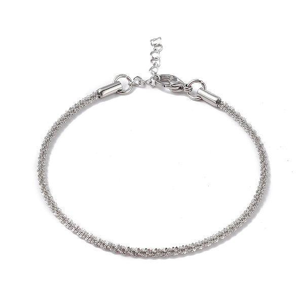 

PandaHall 304 Stainless Steel Bone Rope Chain Bracelet for Women, Stainless Steel Color, 7-1/4 inch(18.5cm), Wide: 2.3mm 304 Stainless Steel