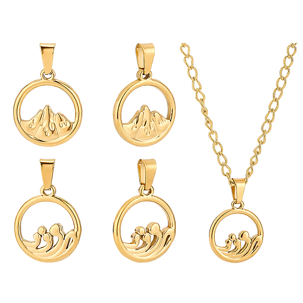 4Pcs 2 Styles Ion Plating(IP) 304 Stainless Steel Pendants