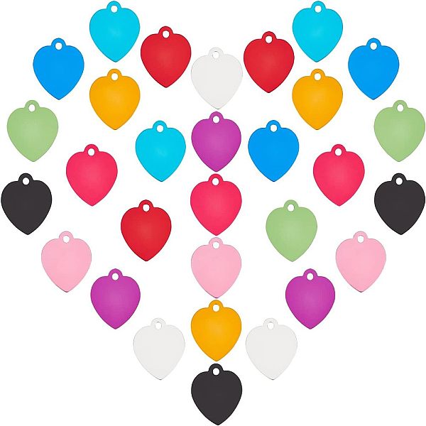 30Pcs 10 Colors Aluminum Blank Pendants