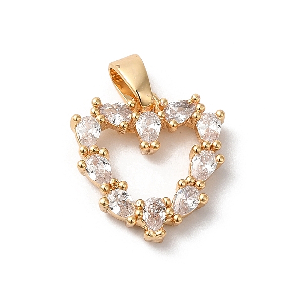 

PandaHall Brass Micro Pave Clear Cubic Zirconia Pendants, Heart, Golden, 13x13x2.5mm, Hole: 2X4mm Brass+Cubic Zirconia Heart Clear