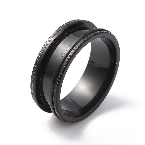 

PandaHall Titanium Steel Grooved Finger Ring for Men Women, Electrophoresis Black, Inner Diameter: 19mm Titanium Steel
