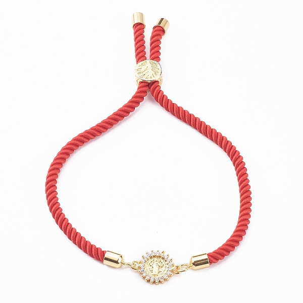 

PandaHall Nylon Cord Slider Bracelets, Bolo Bracelets, with Brass Micro Pave Clear Cubic Zirconia Links, Flat Round with Virgin Mary, Golden..., Multicolor