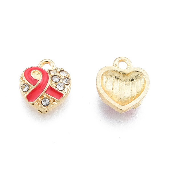 

PandaHall Alloy Rhinestone Pendants, with Enamel, Heart with Silk Ribbon, Light Gold, Crimson, 11x9.5x3mm, Hole: 1.5mm Alloy..., Pink