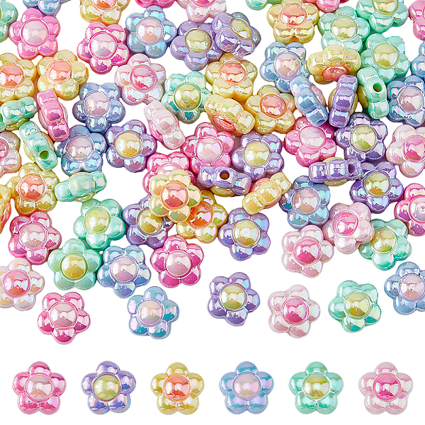 

PandaHall DICOSMETIC 84PCS 6Colors Opaque Acrylic Beads, Flower, Mixed Color, 15.5x16x8.5mm, Hole: 3mm Acrylic Flower Multicolor