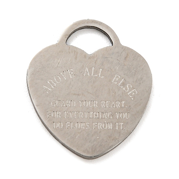 

PandaHall 304 Stainless Steel Pendants, Heart with Word Above All Else Charm, Stainless Steel Color, 17x15x1mm, Hole: 3.5x5.5mm 304...
