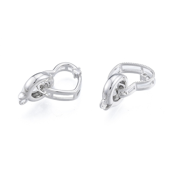 

PandaHall Brass Pave Clear Cubic Zirconia Fold Over Clasps, Heart, Real Platinum Plated, Clasp: 13.5x11x3.5mm, Hole: 1.6mm, Heart...