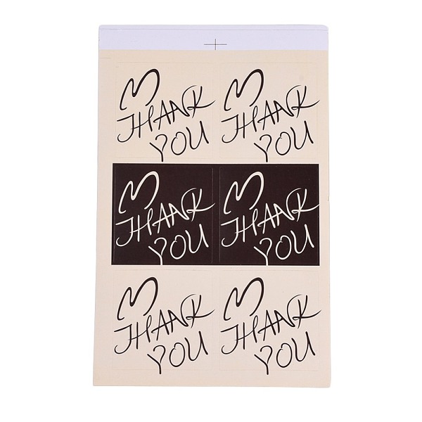 

PandaHall Thank You Stickers, DIY Sealing Stickers, Label Paster Picture Stickers, Square, Coffee, 15.65x10cm Paper Word Brown