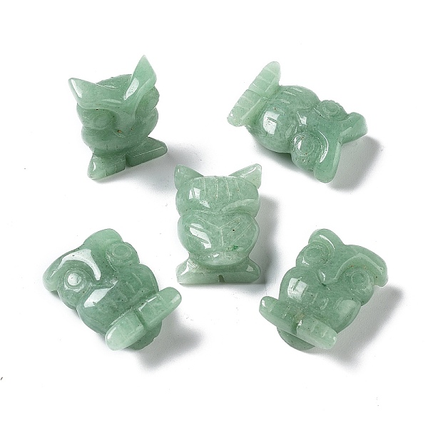 

PandaHall Natural Green Aventurine Healing Figurines, Reiki Energy Stone Display Decorations, for Home Feng Shui Ornament, Owl...