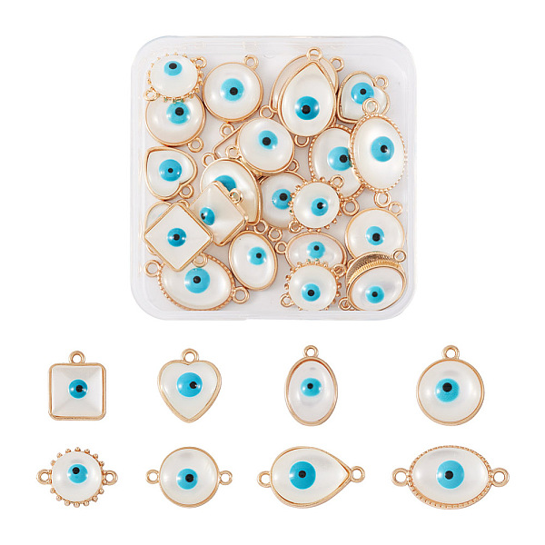 

PandaHall DIY Evil Eye Jewelry Making Finding Kit, Including Alloy Enamel Pendants & Connector Charms, with Cat Eye, Square & Heart &..., White