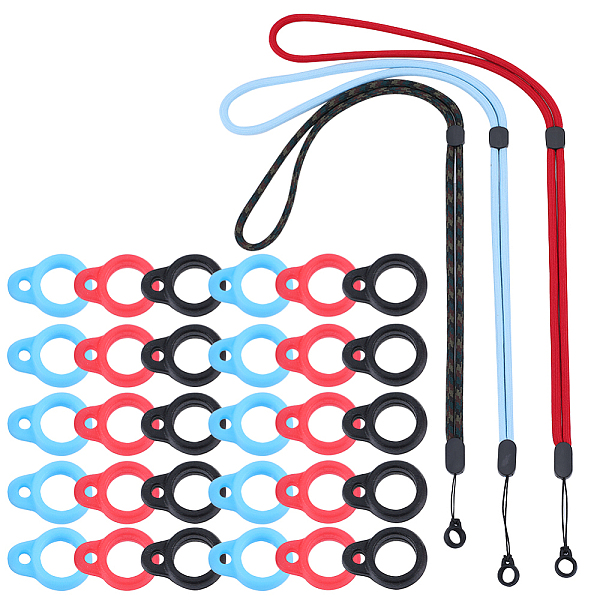

PandaHall Gorgecraft 3Pcs 3 Colors Nylon Cord Neck Straps, Electronic Cigarette Lanyard Strap, with Plastic & Silicone Findings and 45Pcs 3..., Multicolor