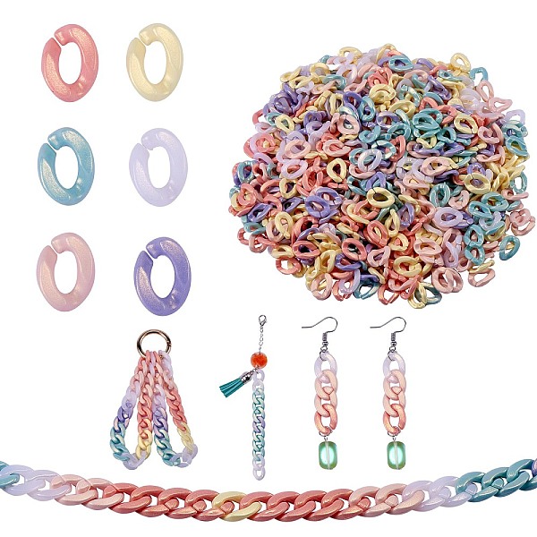 

PandaHall 360Pcs 6 Colors Spray Painted Acrylic Linking Rings, Rubberized Style, Quick Link Connectors, for Curb Chains Making, Twist, Mixed..., Multicolor
