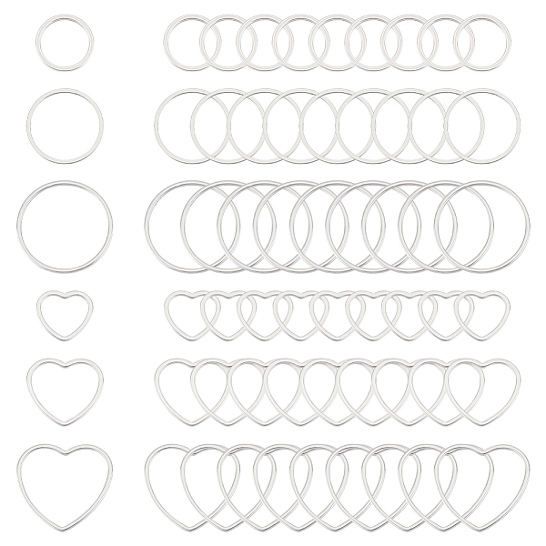 Unicraftale 60 Stück 6 Stile 304 Edelstahl-Verbindungsring