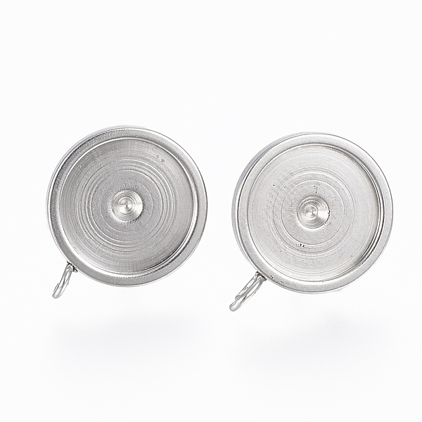 

PandaHall 201 Stainless Steel Stud Earring Settings, with Loops and 304 Stainless Steel Pins, Flat Round, Stainless Steel Color, Tray: 10mm...